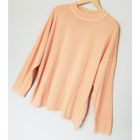 Free People We The Free Be Free Longline Tunic Top M 100% Cotton Orange Sorbet - Picture 14 of 14